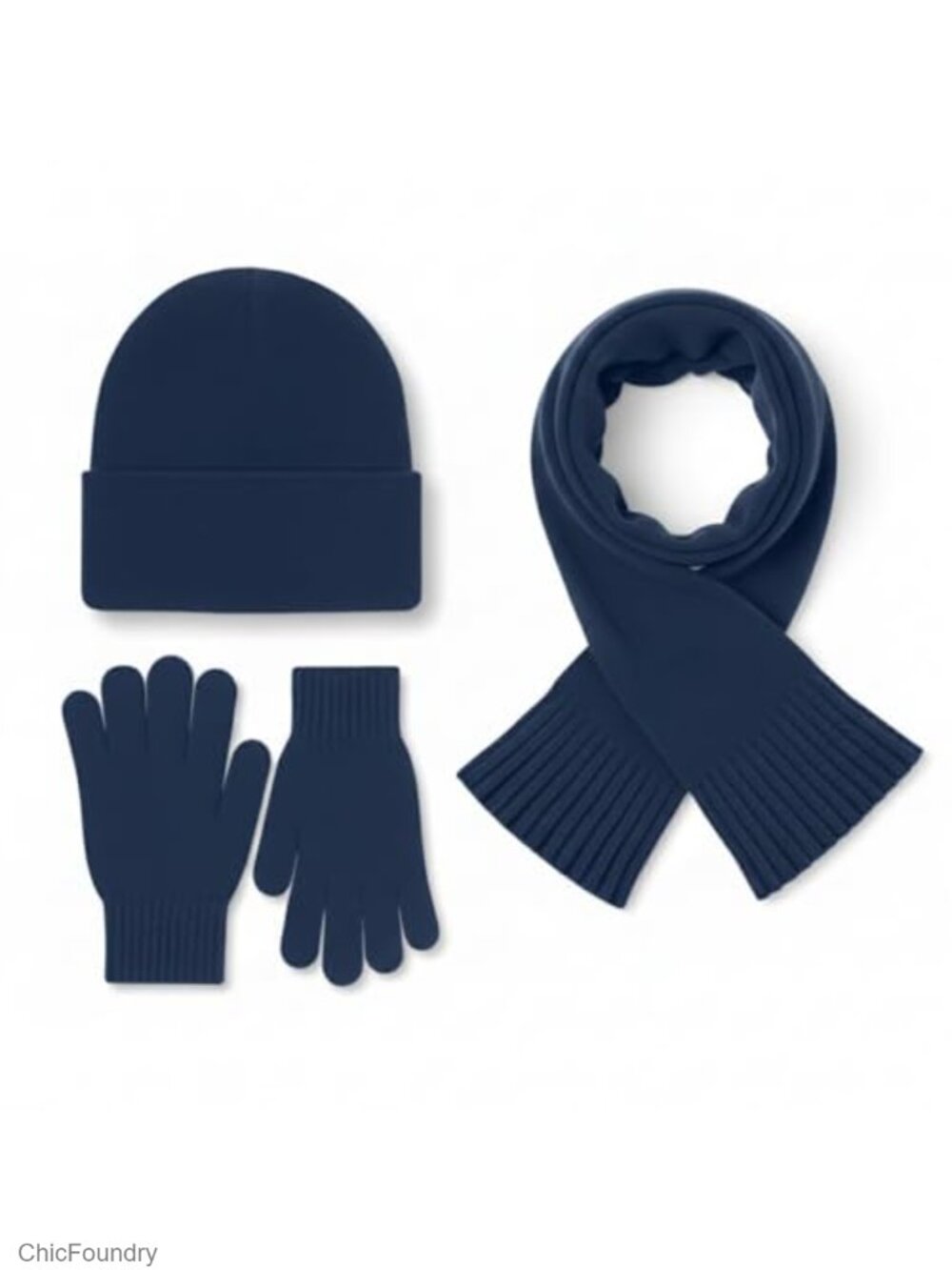 Kids Winter Knit Beanie Hat Scarf Gloves Set - Acrylic Blend